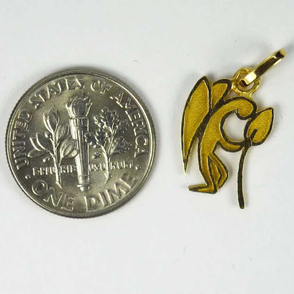 French Angel and Flower 18K Yellow Gold Charm Pen… - image 6