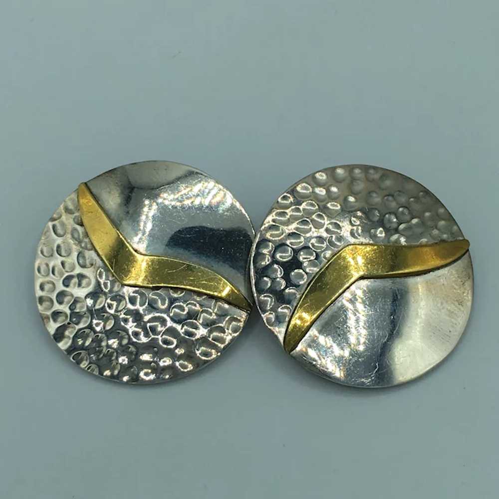 Vintage Sterling Silver Earrings with Gold Overla… - image 3