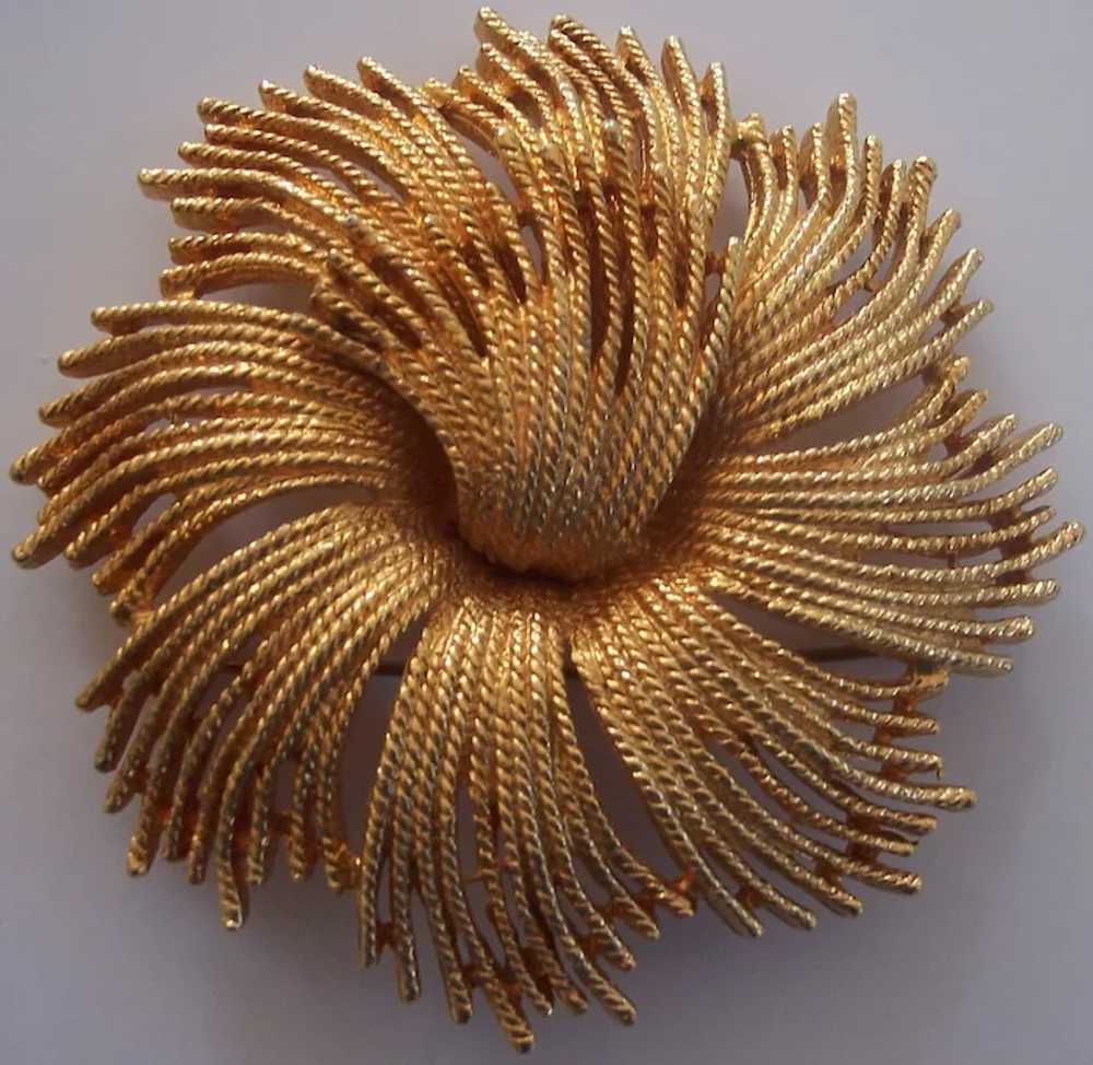 Huge Celebrity NY Star burst Brooch Gold tone - image 2