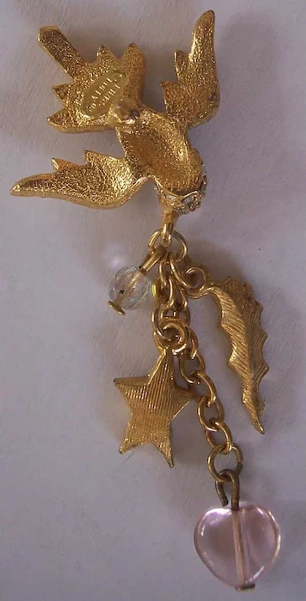 Kirks Folly Bird Lapel Tac Pin with Dangle Gold t… - image 5