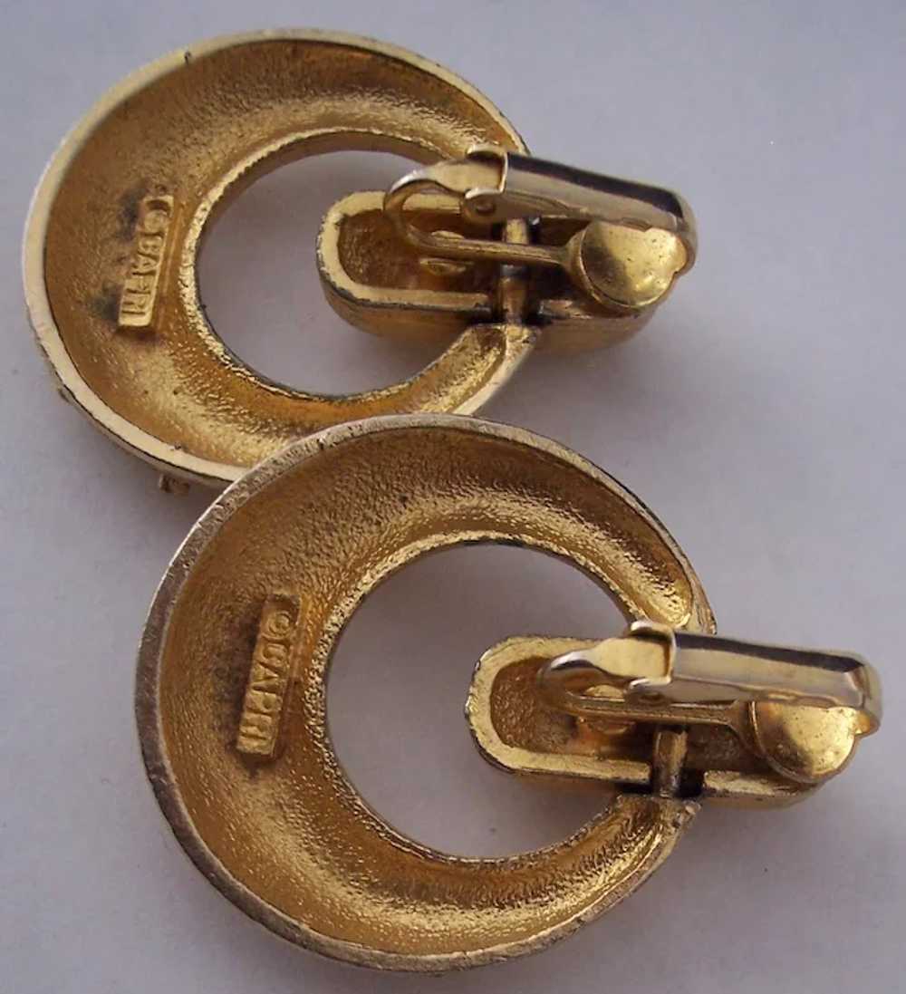 Signed Capri Vintage Door Knocker Gold tone Earri… - image 3