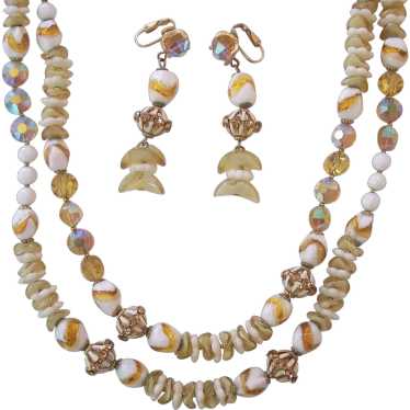 Alice Caviness Necklace Earrings Set Art Glass Fab