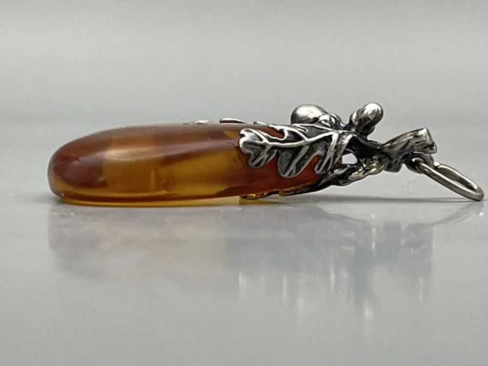 Lovely Vintage Amber Pendant in Sterling Silver O… - image 5