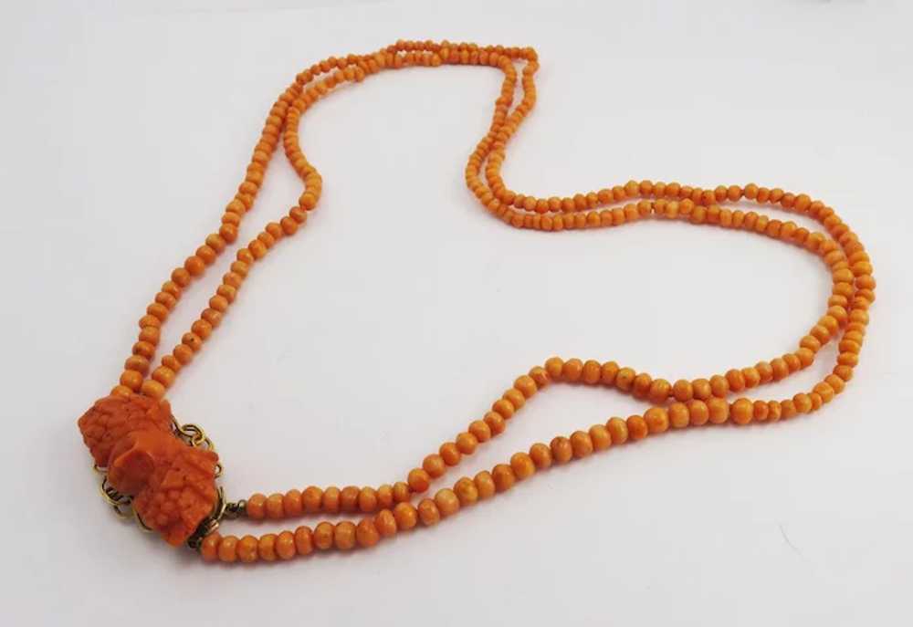 EXQUISITE Italian Coral Two-Strand Necklace with … - image 3