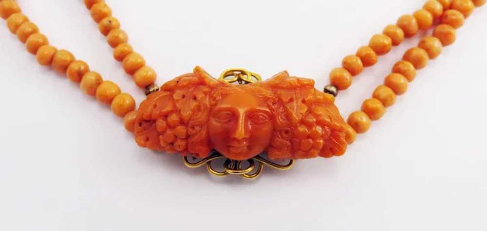 EXQUISITE Italian Coral Two-Strand Necklace with … - image 4