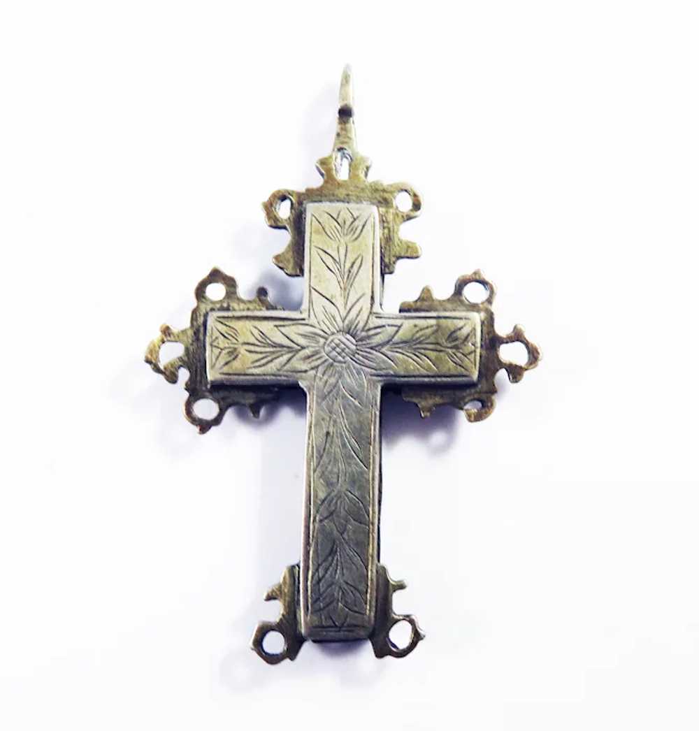 FINE Unisex Silver Gilt Reliquary Cross Pendant, … - image 2