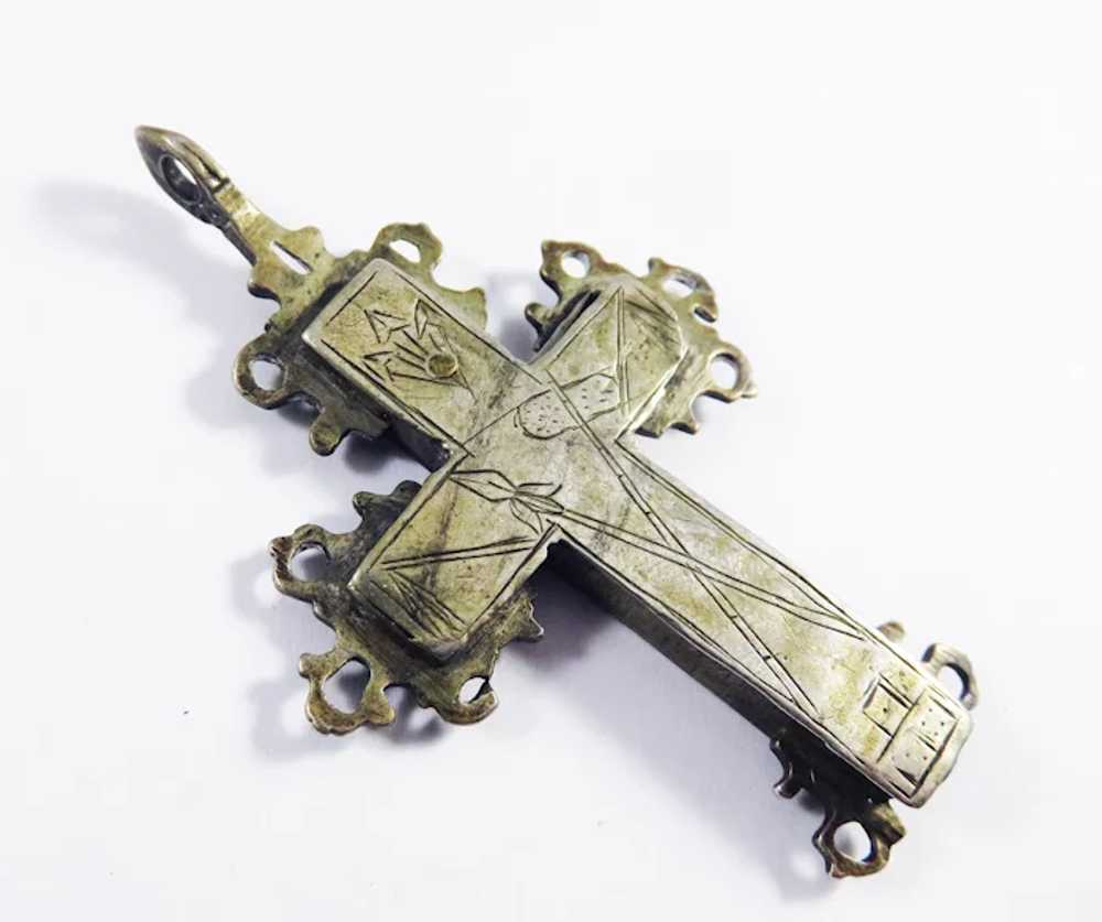 FINE Unisex Silver Gilt Reliquary Cross Pendant, … - image 3