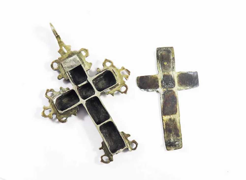 FINE Unisex Silver Gilt Reliquary Cross Pendant, … - image 5