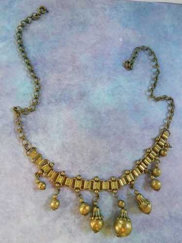 Vintage Brass Victorian Revival bookchain Necklace