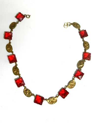 Early1900s Czech Red Open Back  Necklace
