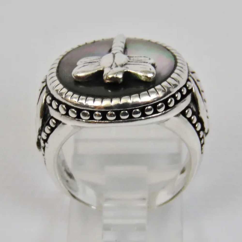 Sterling Silver Dragonfly Ring Shell Details Size… - image 3