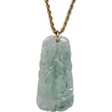 Carved Jade Pendant Light Green And White Fruit M… - image 1
