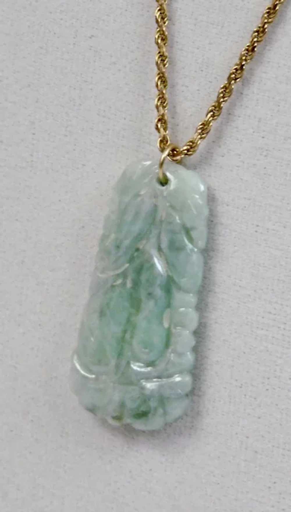 Carved Jade Pendant Light Green And White Fruit M… - image 2
