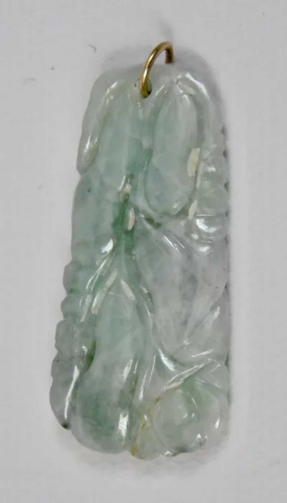 Carved Jade Pendant Light Green And White Fruit M… - image 3
