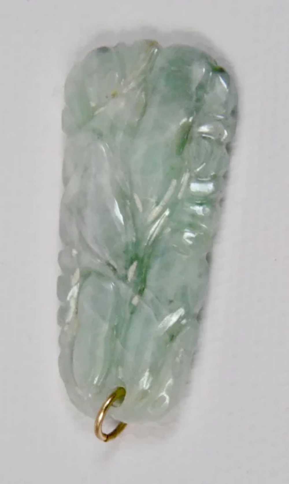 Carved Jade Pendant Light Green And White Fruit M… - image 4