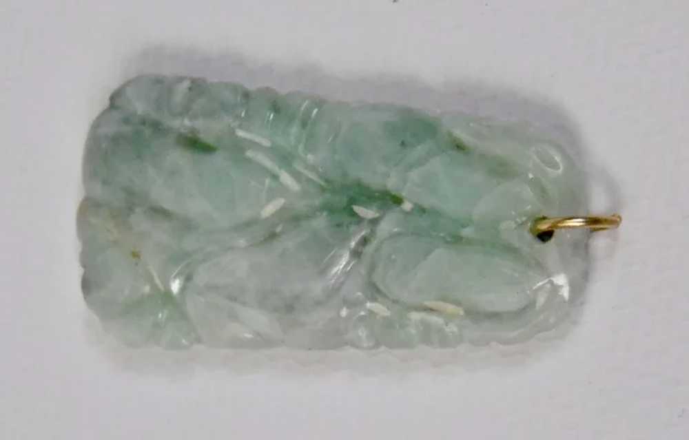 Carved Jade Pendant Light Green And White Fruit M… - image 5