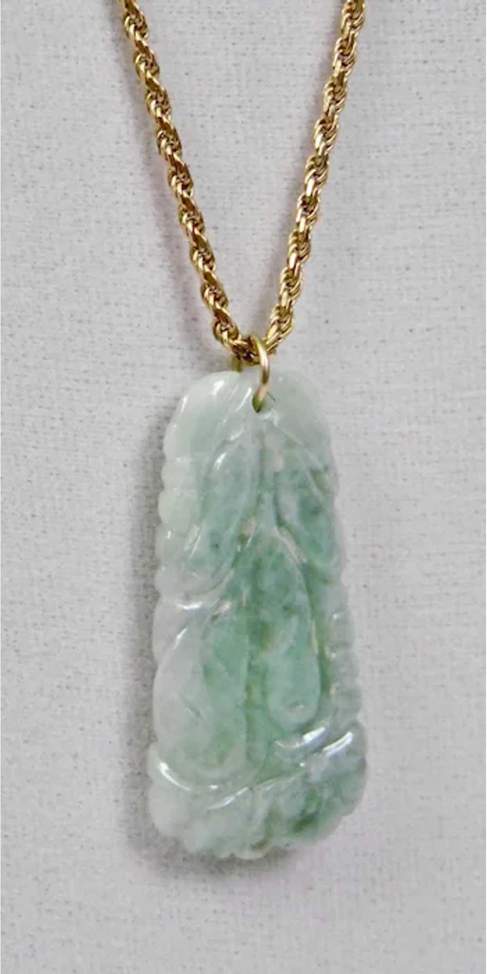 Carved Jade Pendant Light Green And White Fruit M… - image 7