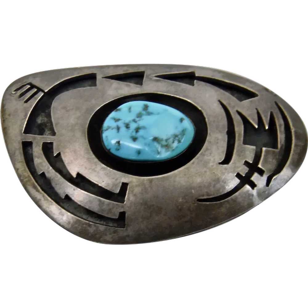 Large Native American Turquoise Sterling Silver H… - image 1