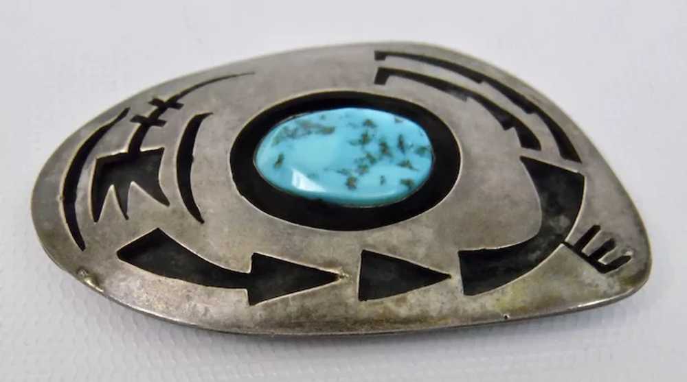 Large Native American Turquoise Sterling Silver H… - image 3