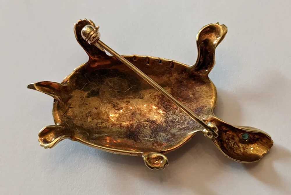 Vintage 14k Gold And Enamel Turtle - image 3