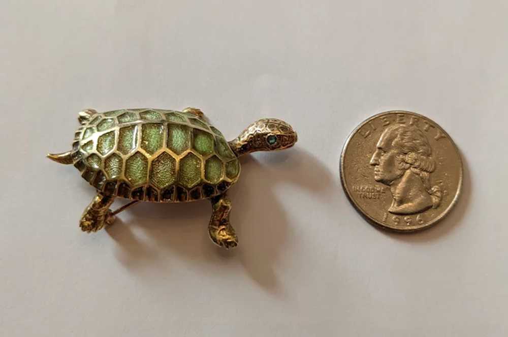 Vintage 14k Gold And Enamel Turtle - image 4