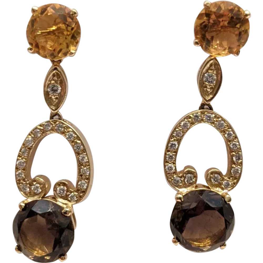 Vintage Citrine And Diamond Earrings - image 1