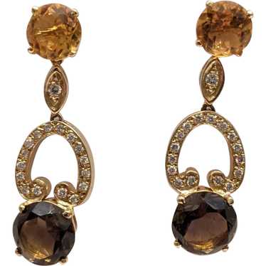 Vintage Citrine And Diamond Earrings - image 1