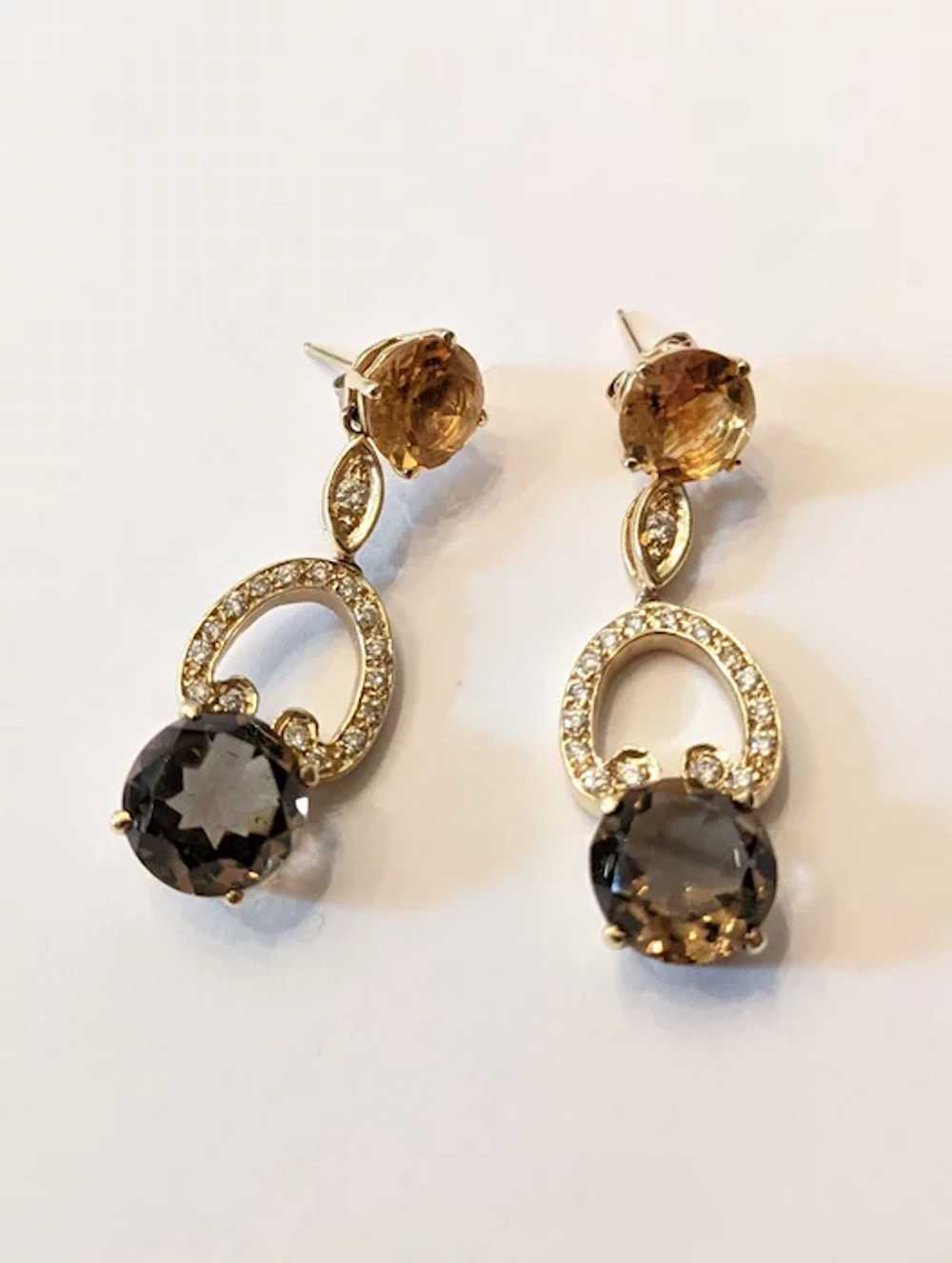 Vintage Citrine And Diamond Earrings - image 2