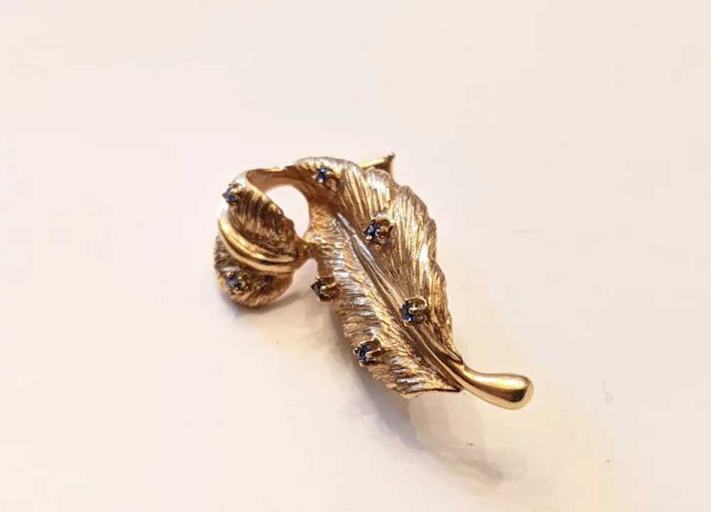 Vintage 14k Feather Shaped Earrings - image 3