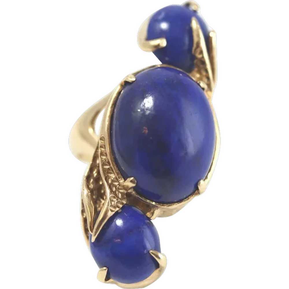 Vintage 14k Gold Ring w/Lapis Lazuli. Mid-Century - image 1