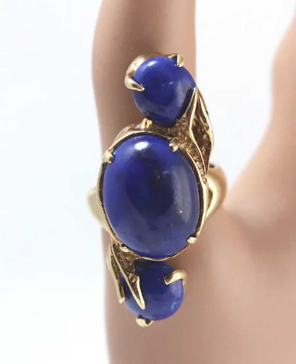 Vintage 14k Gold Ring w/Lapis Lazuli. Mid-Century - image 2
