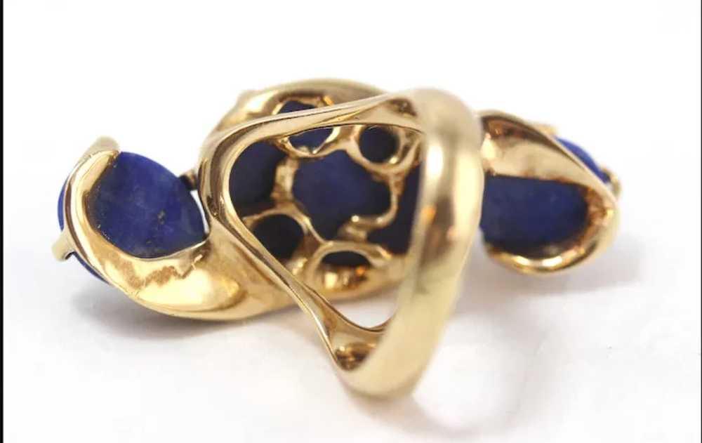 Vintage 14k Gold Ring w/Lapis Lazuli. Mid-Century - image 3