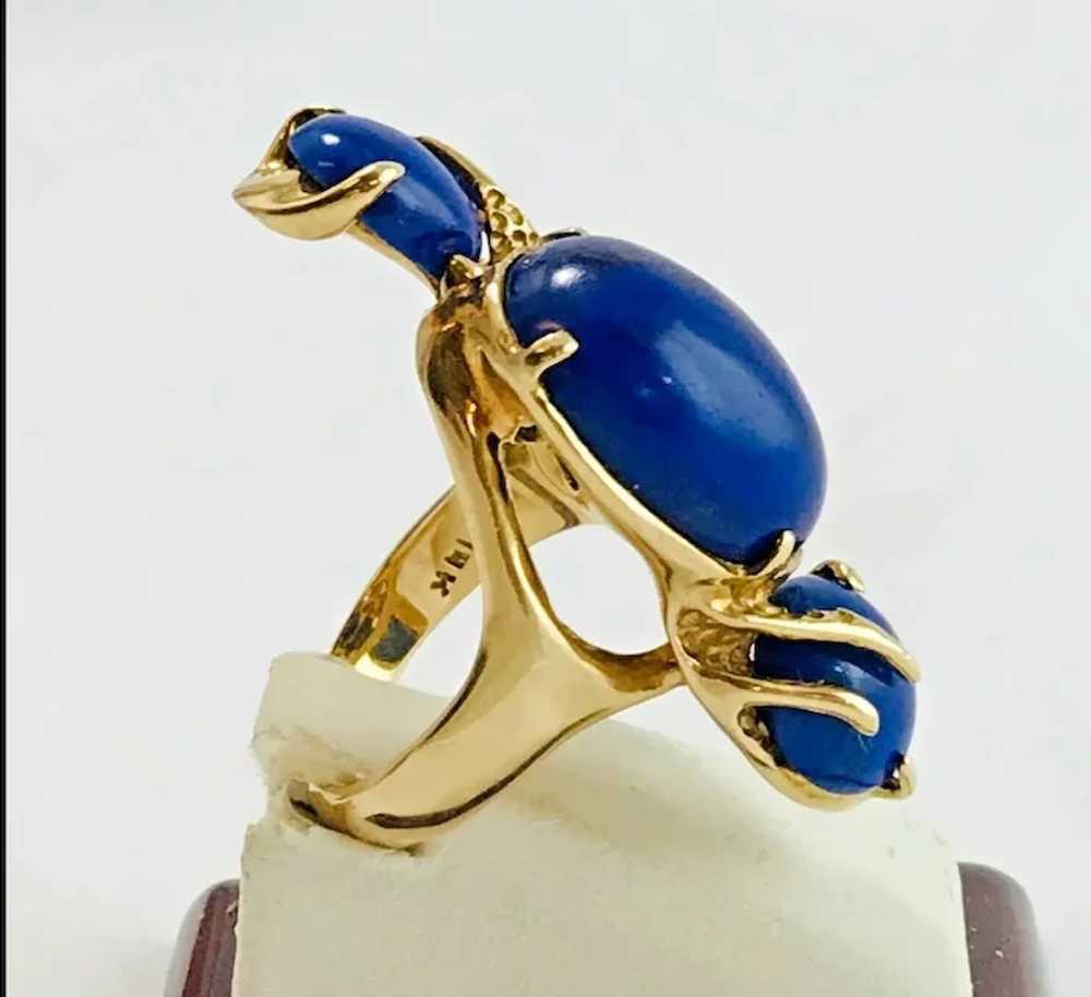 Vintage 14k Gold Ring w/Lapis Lazuli. Mid-Century - image 9