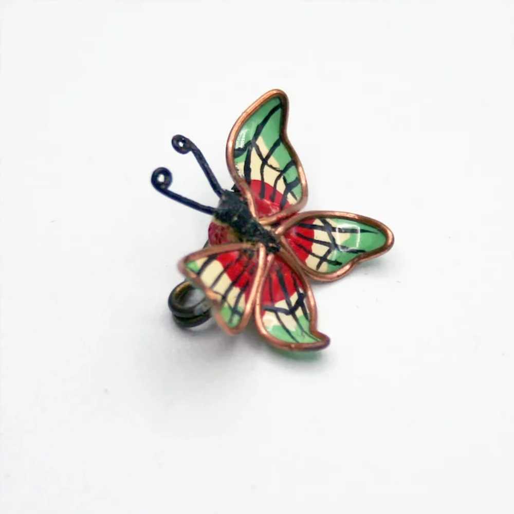 Vintage Miniature Chinese Enamel Butterfly Pin, C… - image 2