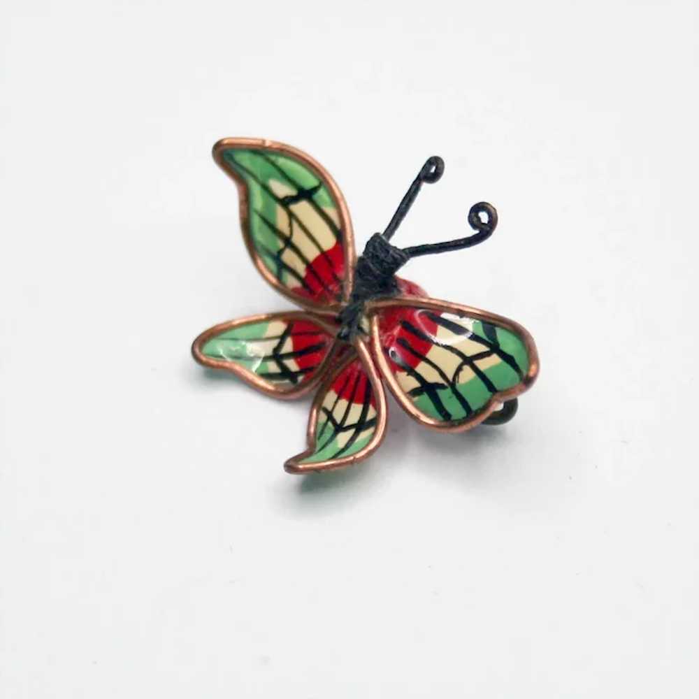 Vintage Miniature Chinese Enamel Butterfly Pin, C… - image 3