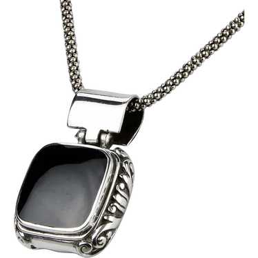 Black Onyx .950 Sterling Silver Pendant Fine Detai