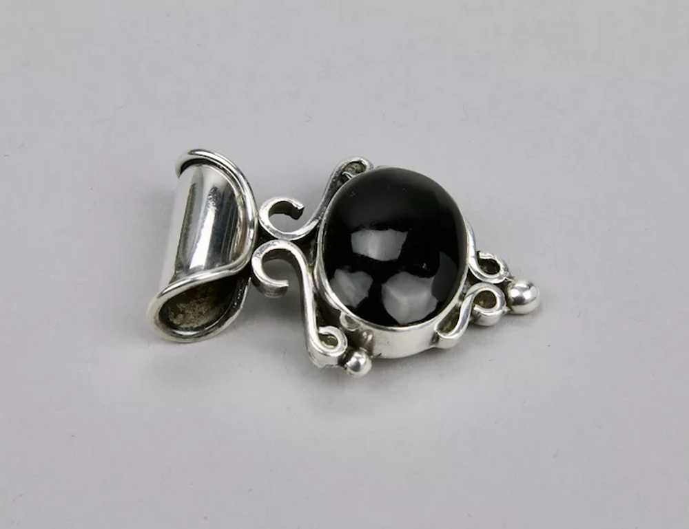 Sterling Silver Pendant Set With Cabochon Black O… - image 7