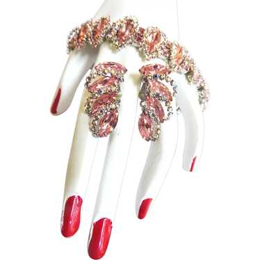 Weiss 1950s Pretty in Pink Bracelet and Earrings - image 1