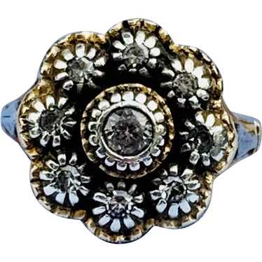 Rose Cut Diamond Ring Cluster, Early Victorian - image 1