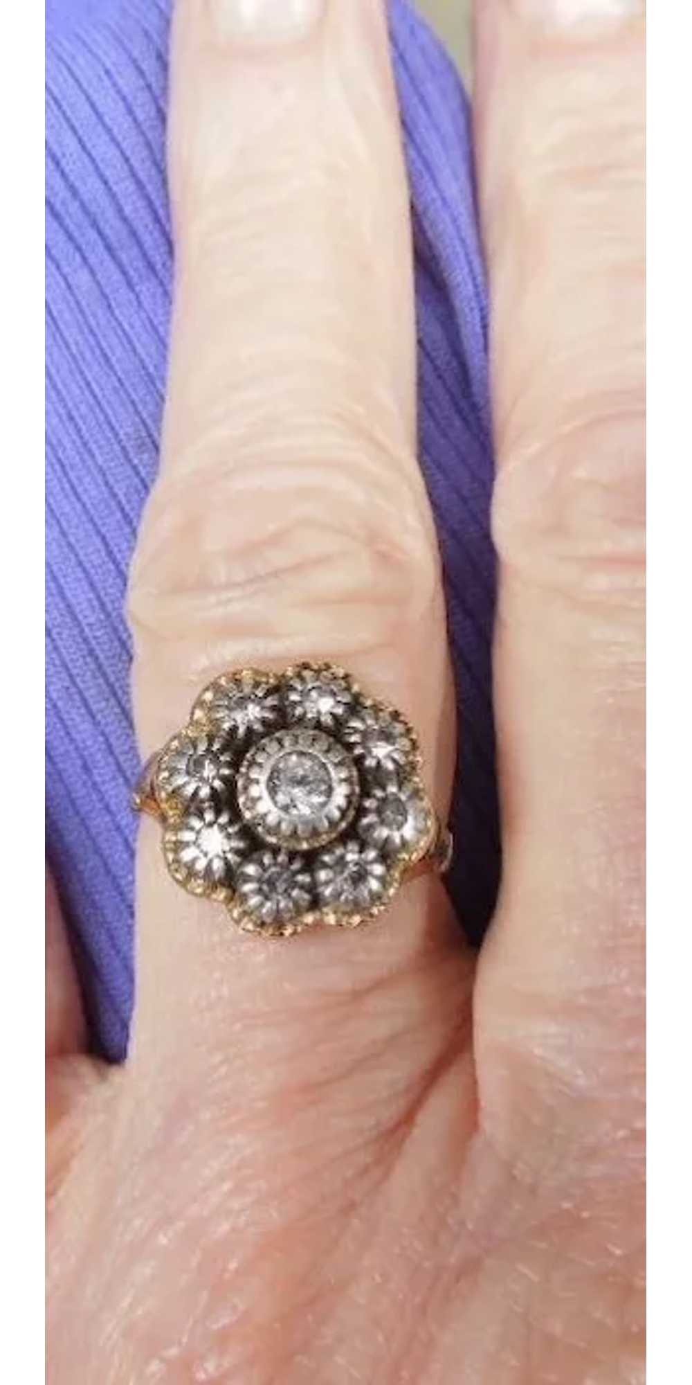Rose Cut Diamond Ring Cluster, Early Victorian - image 5