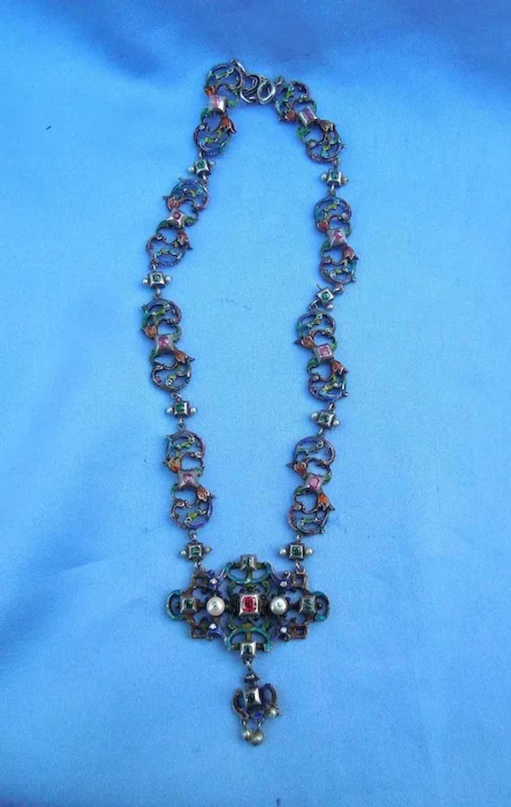 Austro-Hungarian Necklace, Enameled, Victorian - image 2