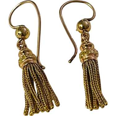 18 Carat Gold Tassle Earrings, Victorian - image 1
