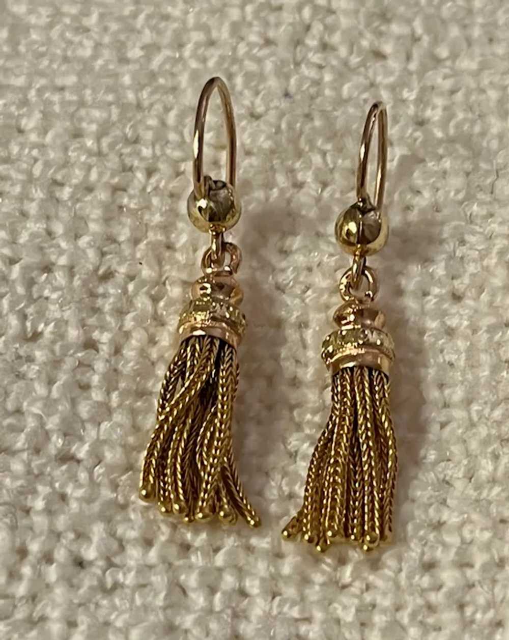18 Carat Gold Tassle Earrings, Victorian - image 2