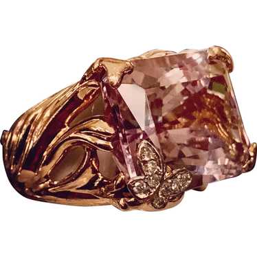 22ct Pink Morganite Diamond Butterfly Ring - image 1