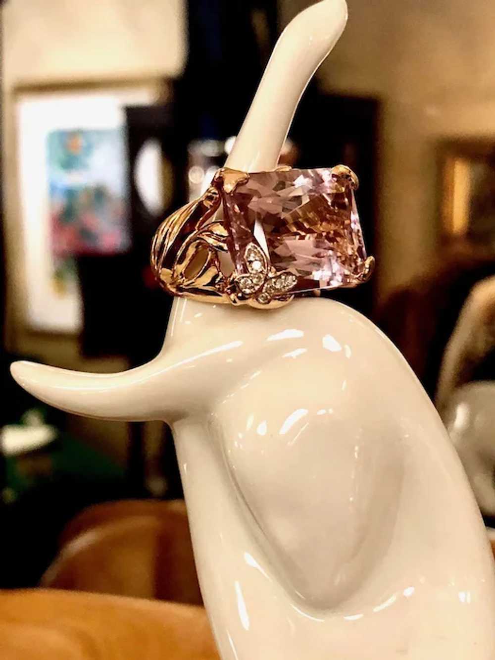 22ct Pink Morganite Diamond Butterfly Ring - image 2