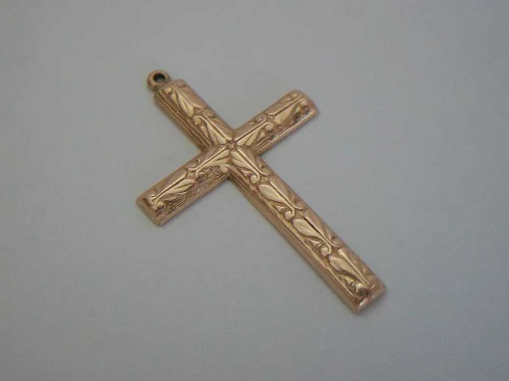 Victorian Renaissance Revival 14K Gold Cross Pend… - image 2