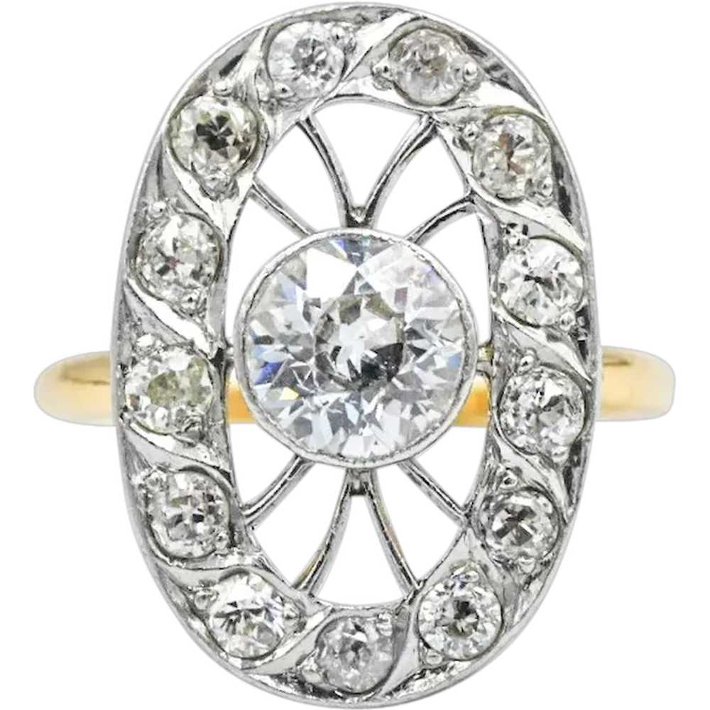 Edwardian 14k Two-Tone Gold 1.10 CTW Diamond Ring - image 1
