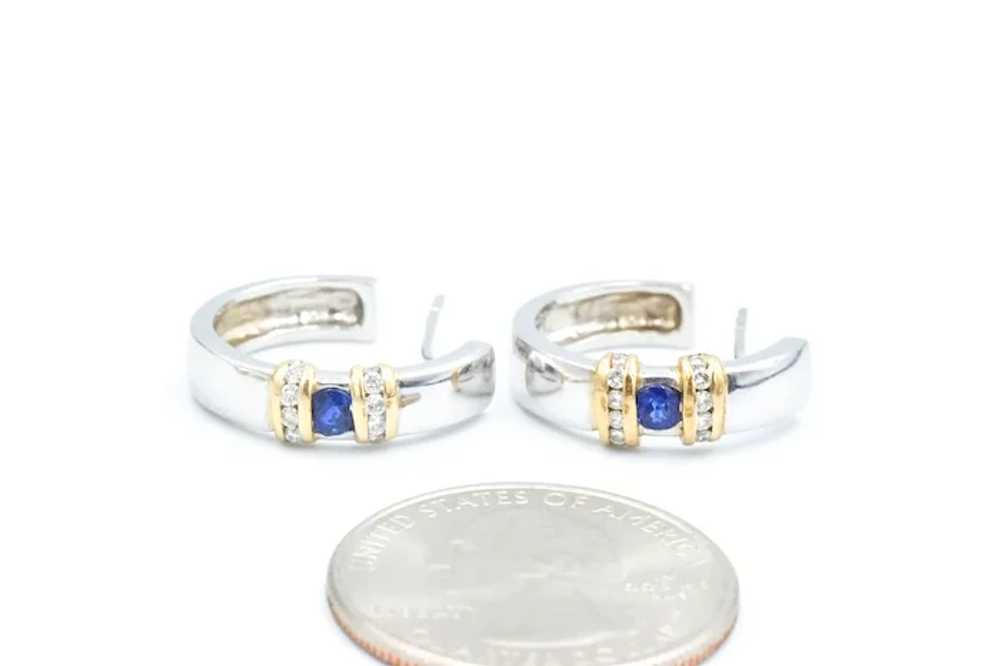 14k Genuine Sapphire Diamond Earrings - image 2