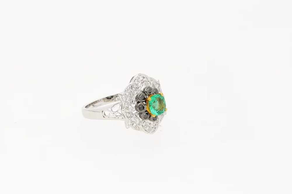 Cushion Cut Colombian Emerald and Diamonds Set 14… - image 3