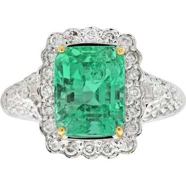 3.58 Carat Colombian Emerald in 18k White Gold Rin